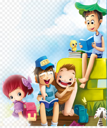 Poster Download Cartoon - children reading Poster Download Cartoon - children reading