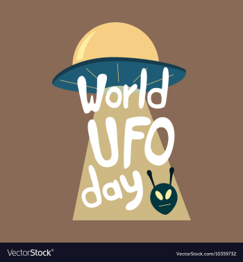 Poster for World UFO day with alien spaceship vector image Poster for World UFO day with alien spaceship vector image