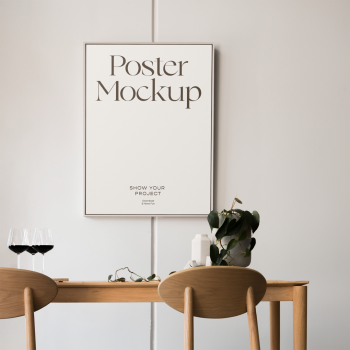 Poster in Dining Room Mockup Poster in Dining Room Mockup