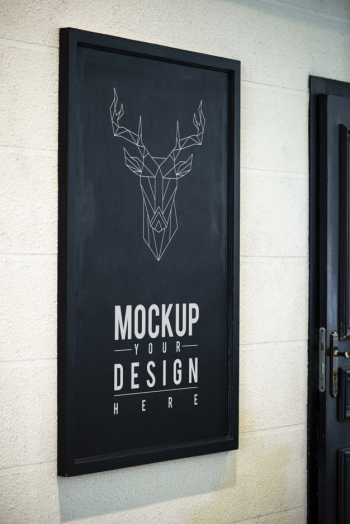 Poster mockup outside of a shop Free Psd