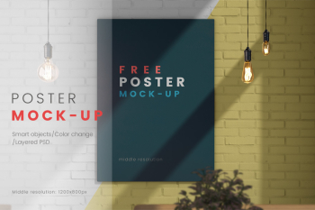 Poster on the wall / PSD mock-up Free