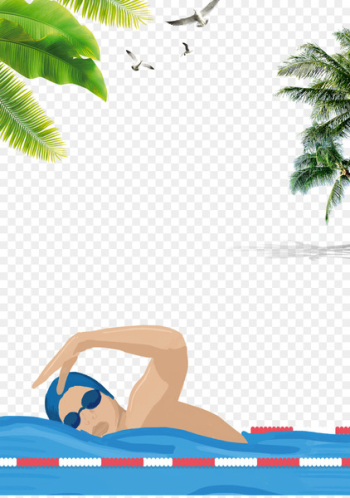 Poster Swimming Summer Cartoon - Swimming training poster background 