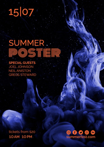 Poster template for summer festival Free Psd