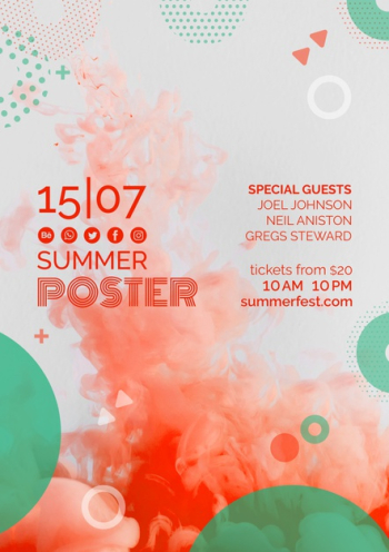 Poster template for summer festival Free Psd