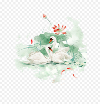Poster Watercolor painting - Hand-painted swan Poster Watercolor painting - Hand-painted swan