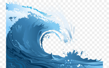 Poster Wind wave Cartoon - Blue waves Poster Wind wave Cartoon - Blue waves