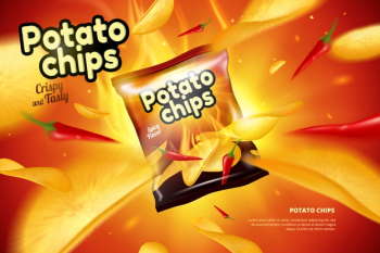 Potato chips bag ad Free Vector Potato chips bag ad Free Vector