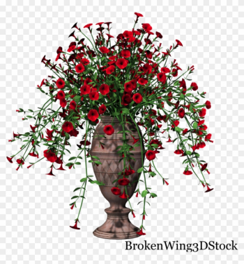 Potted Petunia-red01 By Brokenwing3dstock - Wedding Flowers In Vases Png