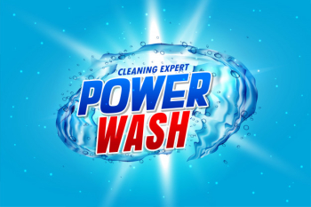 Power wash detergent packaging with water splash Free Vector Power wash detergent packaging with water splash Free Vector