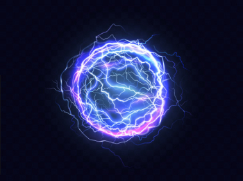 Powerful electrical discharge, lightning strike impact place realistic Free Vector