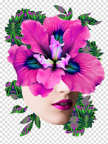 Prada Perfume Cosmetics Fashion Haute couture, Flower beautiful female face transparent background PNG clipart