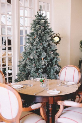 pre-lit tree behind dining set pre-lit tree behind dining set