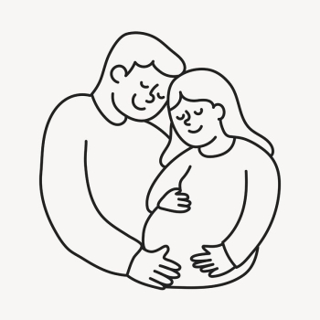 Pregnancy hand drawn clipart, parents | Free PSD Illustration - rawpixel