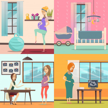 Pregnancy icon set Free Vector