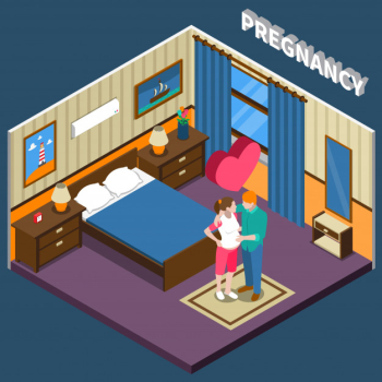 Pregnancy isometric composition Free Vector