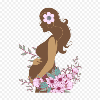 Pregnancy Woman Childbirth Clip art - Vector pregnant woman flowers 