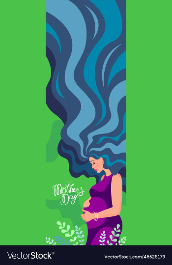 pregnant girl with blue hair hugs her belly