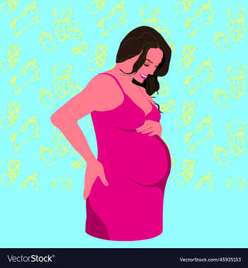 pregnant woman in pink dress image