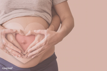 Pregnant woman on a beige background | Free  illustration - 2322728