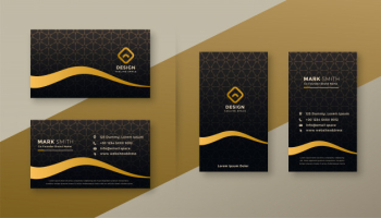 Premium dark golden business card designs set Premium dark golden business card designs set