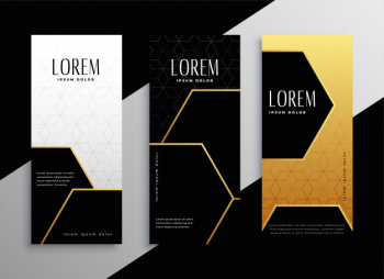 Premium golden vertical banner cards set Free Vector