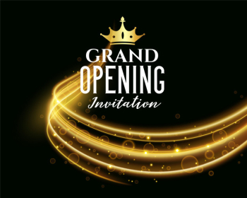 Premium grand opening dark invitation banner Free Vector