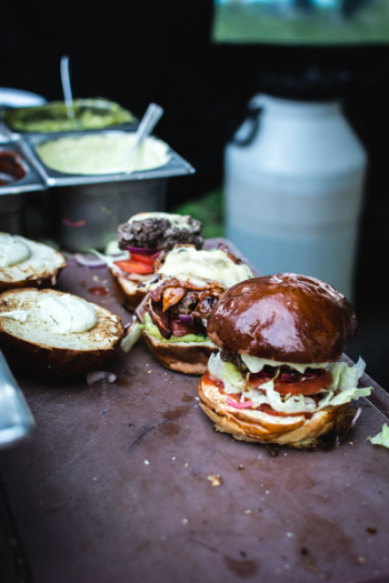 Preparing burger Preparing burger