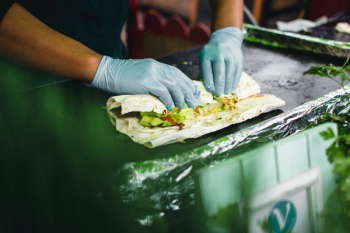Preparing healthy wrap to go Preparing healthy wrap to go