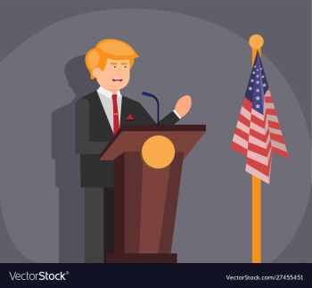 President speech in podium flat design vector image President speech in podium flat design vector image