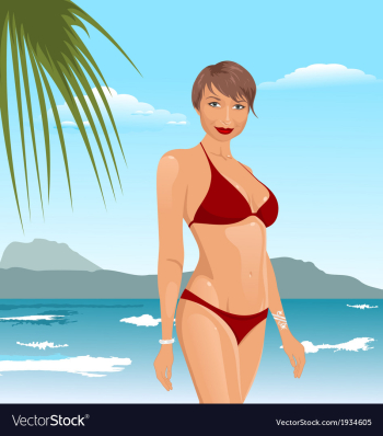 Pretty girl on the beach vector image Pretty girl on the beach vector image
