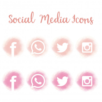 Pretty social media icons in watercolor Free Vector Pretty social media icons in watercolor Free Vector