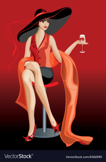 Pretty Woman Drinking a Glass of Wine vector image Pretty Woman Drinking a Glass of Wine vector image
