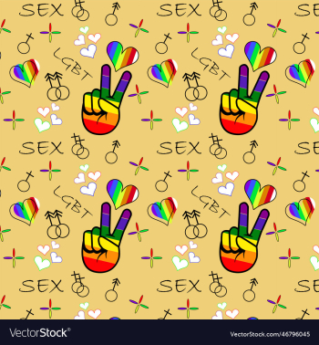 pride love seamless pattern with thin icons