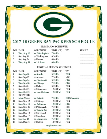 Packers schedule 2019 discount