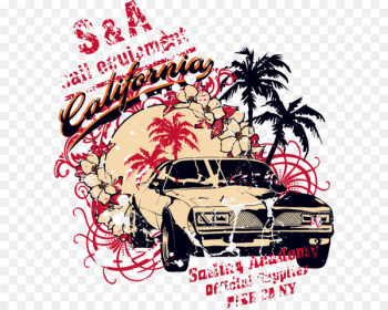 Printed T-shirt Clothing Top - Coconut trees printing car Printed T-shirt Clothing Top - Coconut trees printing car