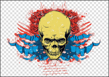 Printing Skull Ink Pattern, Ink flower skull print transparent background PNG clipart