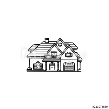 Private house hand drawn outline doodle icon Private house hand drawn outline doodle icon