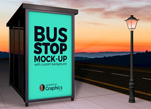 Professional Bus Stop Mock-up For Advertisement bus stop mock-up with custom background ened graphics 