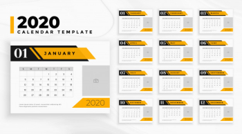 Professional business 2020 calendar in geometric style Free Vector Professional business 2020 calendar in geometric style Free Vector