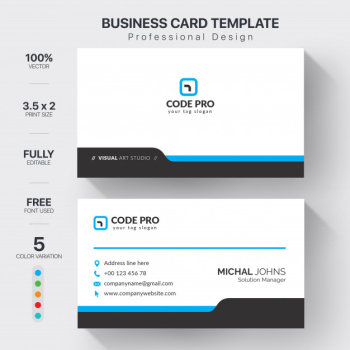 Professional business cards template with color variation Free Vector