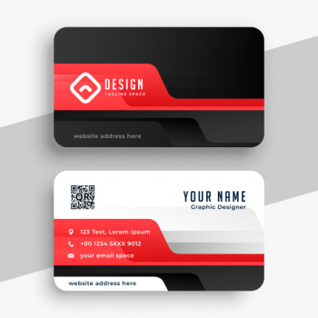 Professional corporate card in red color theme Free Vector