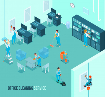 Professional office cleaning service isometric Free Vector Professional office cleaning service isometric Free Vector