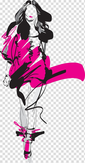 Profile of woman illustration, fashion model Fashion illustration, Catwalk fashion models transparent background PNG clipart