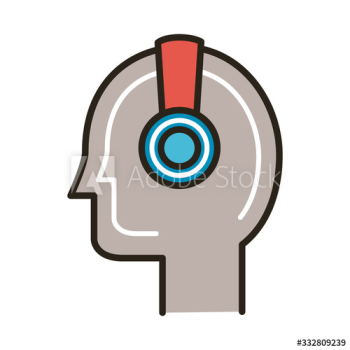 profile with earphone line and fill style profile with earphone line and fill style