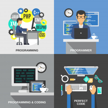 Programmer flat set Free Vector Programmer flat set Free Vector