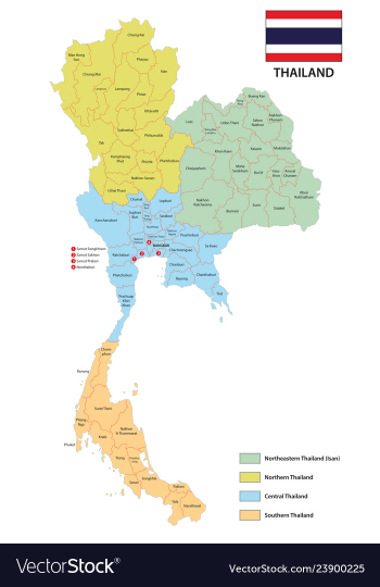Provinces and regions map of the kingdom of vector image Provinces and regions map of the kingdom of vector image