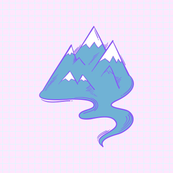 Psd mountains doodle cartoon teen sticker Psd mountains doodle cartoon teen sticker