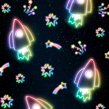 Psd neon star spacecraft doodle pattern background Psd neon star spacecraft doodle pattern background