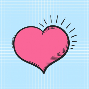 Psd pink heart doodle cartoon teen sticker Psd pink heart doodle cartoon teen sticker