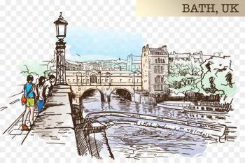 Pulteney Bridge Bath Drawing Sketch - Sketch of Bath Township 